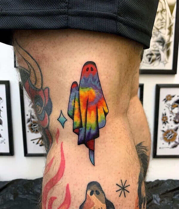 Colorful Ghost Tattoo