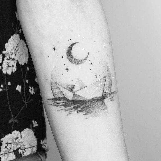 Deserted Paper Boat Tattoo