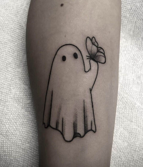 Ghost Tattoo with a Butterfly