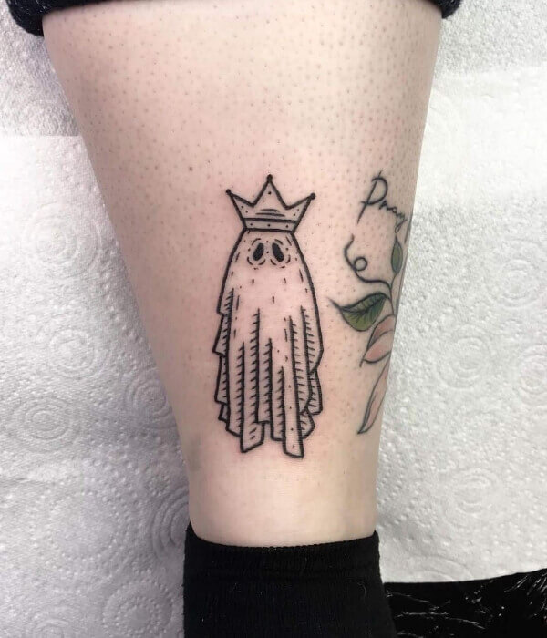 Ghost with a Crown Tattoo