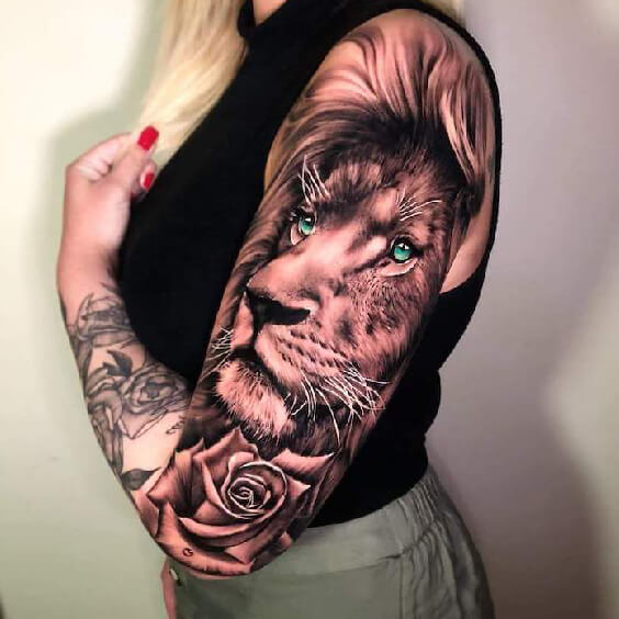 Lion Sleeve Tattoo for women