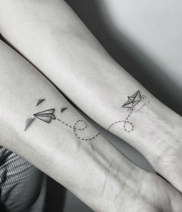 Pair of Forearm Paper Boat Tattoo