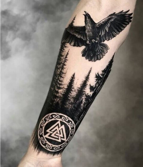 Raven Viking Tattoo for Women