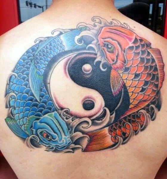 Realistic Koi Fish Yin Yang Tattoo