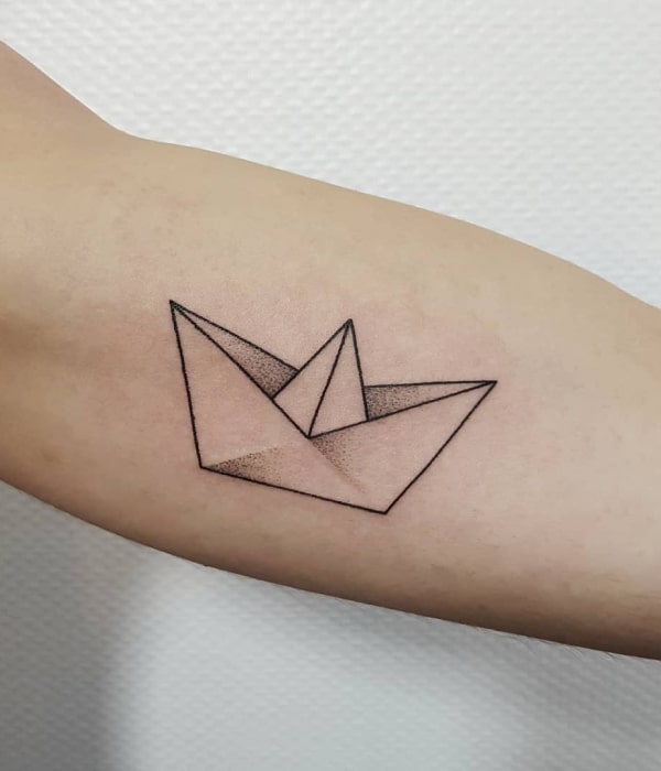 Simple Paper Boat Tattoo