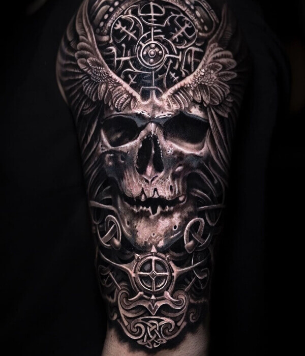 Skull Viking Tattoo on hand