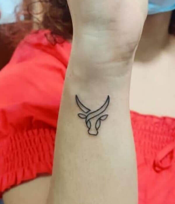 Small Taurus Symbol Forearm Tattoo for Men