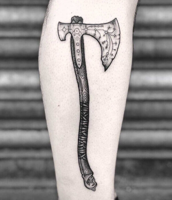 Unique Viking Axe Tattoo