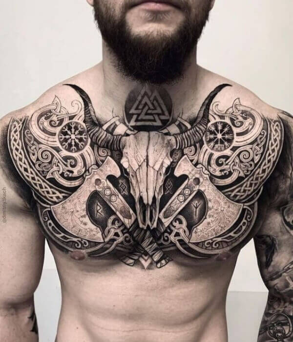 Viking Chest Tattoo for Men