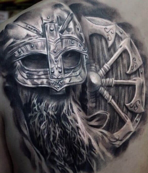 Warrior Viking Tattoo on Back