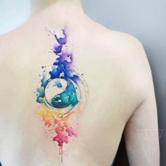 Watercolor Yin Yang Tattoo