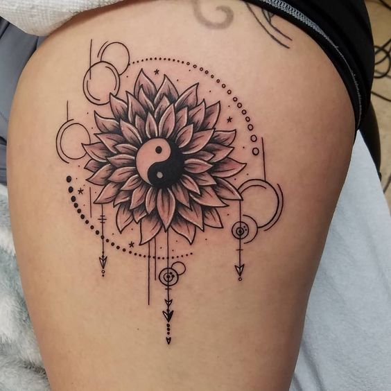 Yin and Yang Flower Tattoo