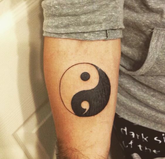 Yin Yang Semicolon Tattoo