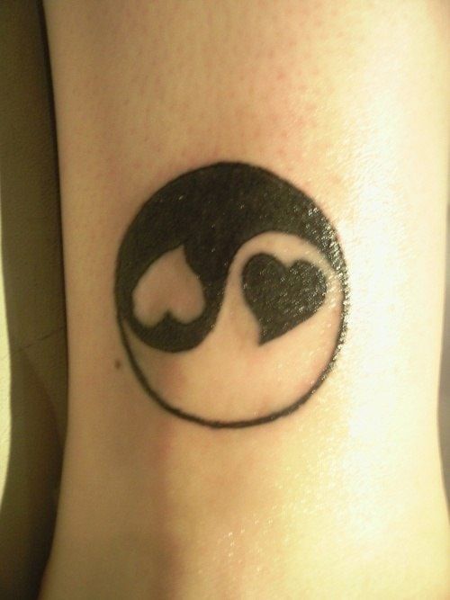 Yin and Yang Heart Tattoo