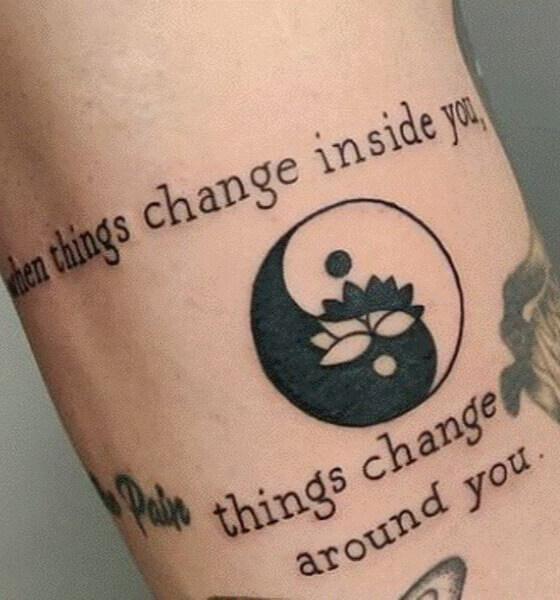 Ying Yang with Quote Tattoo Designs