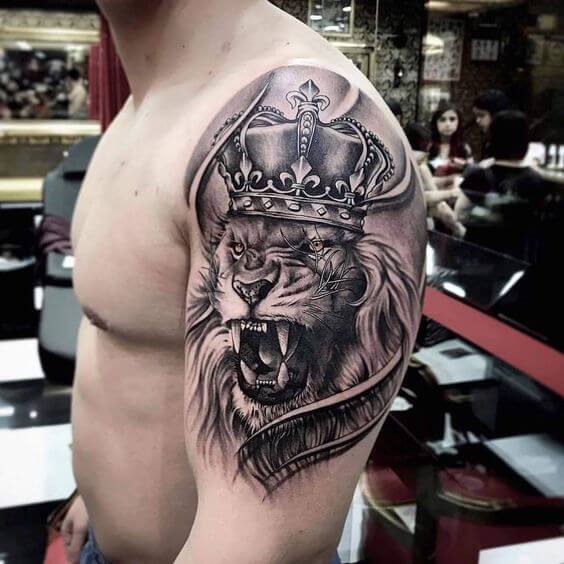 Lion Tattoo With Crown for Men