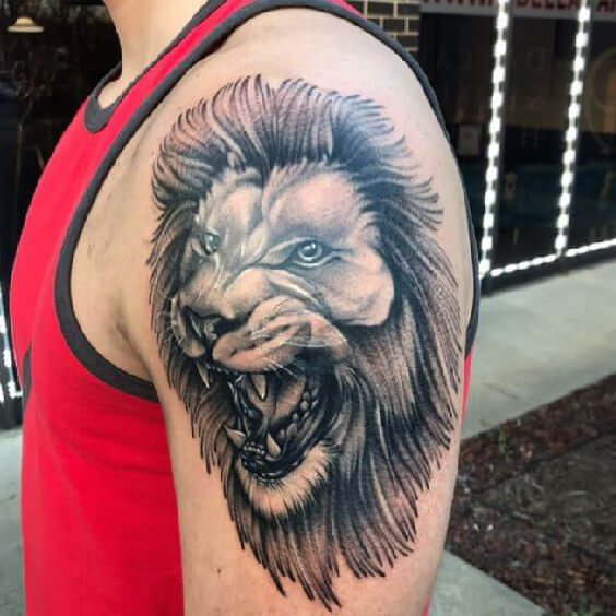 S.A.V.I 3D Temporary Tattoo Angry Roaring Lion Big Face Design Size 21x15CM  - 1PC. : Amazon.in: Beauty