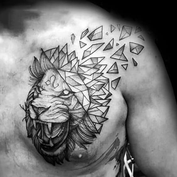 Geometric Lion Tattoo for Men