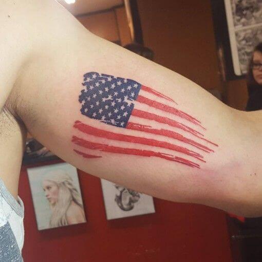 American Flag Tattoo On Bicep