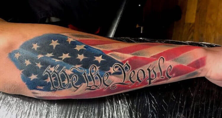 American Flag Tattoo on Forearm