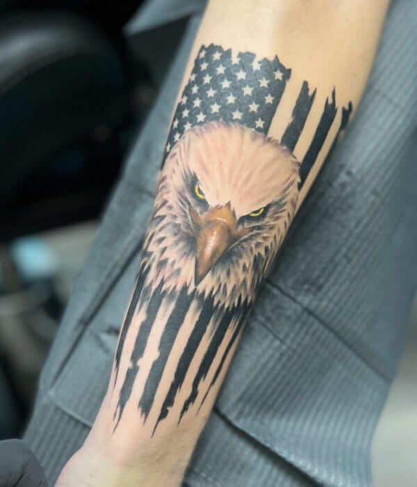 American Flag with Eagle Tattoo