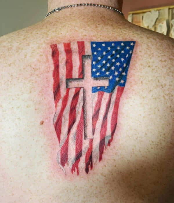 American flag cross tattoo