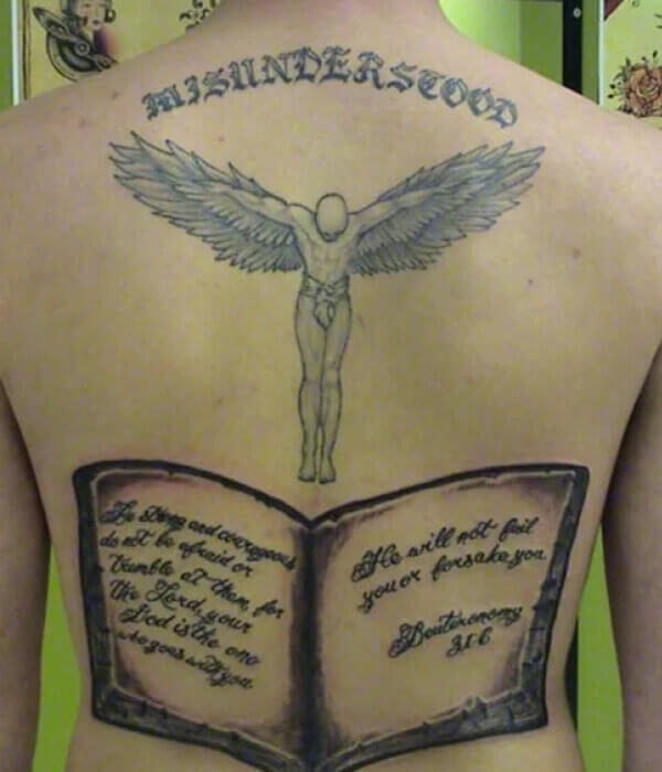 Bible verse spine tattoo