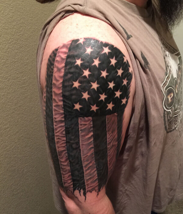 Black and White American Flag Tattoo