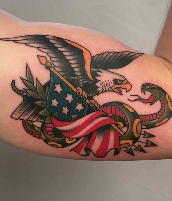 Eagle American flag with Snake tattoo