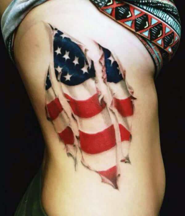 Flag-ripped American tattoo