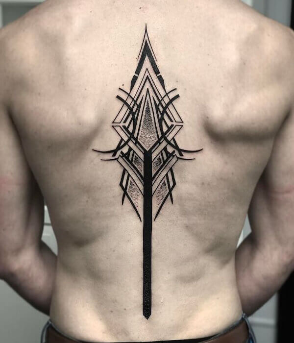 Geometrical spine tattoo