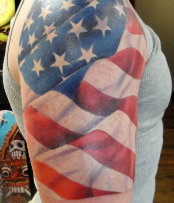 Half Sleeve American Flag Tattoo