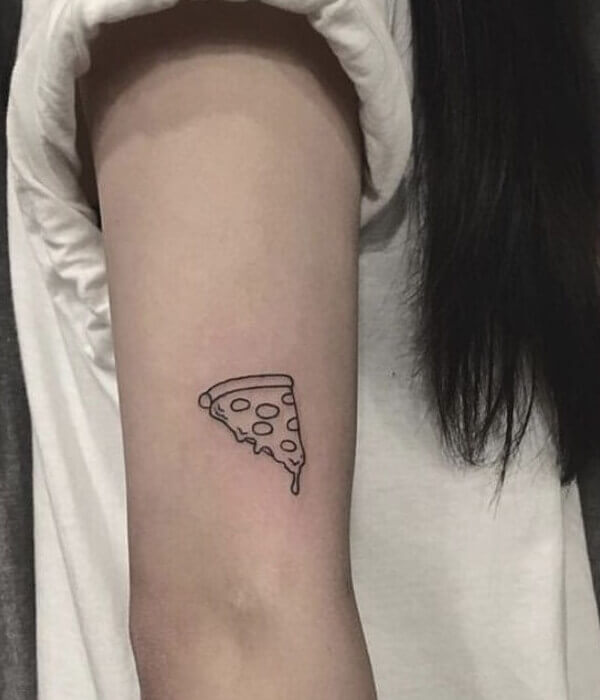 Pizza slice tattoo black and white