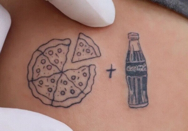 Pizza with flavorings tattoo design 