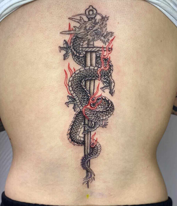 Spine tattoo on the entire spine