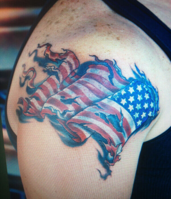 Tattered American Flag Tattoo