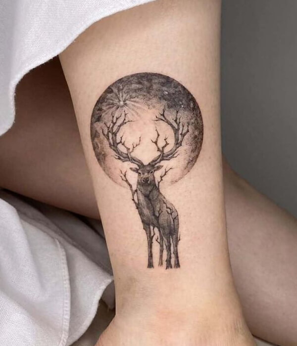Deer Good Luck Tattoo on Hand