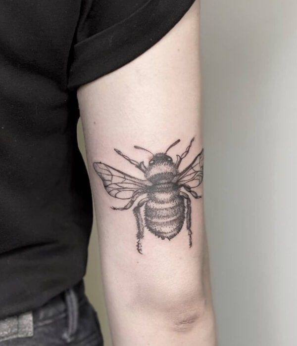 Honey Bee Good Luck Tattoo Designs on hand