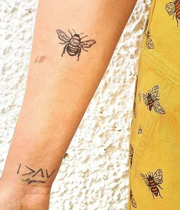 Honey Bee Good Luck Tattoo Designs