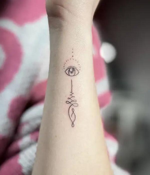 A spiral tattoo that represents inner battle