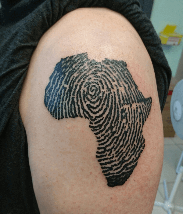 African shape fingerprint tattoo