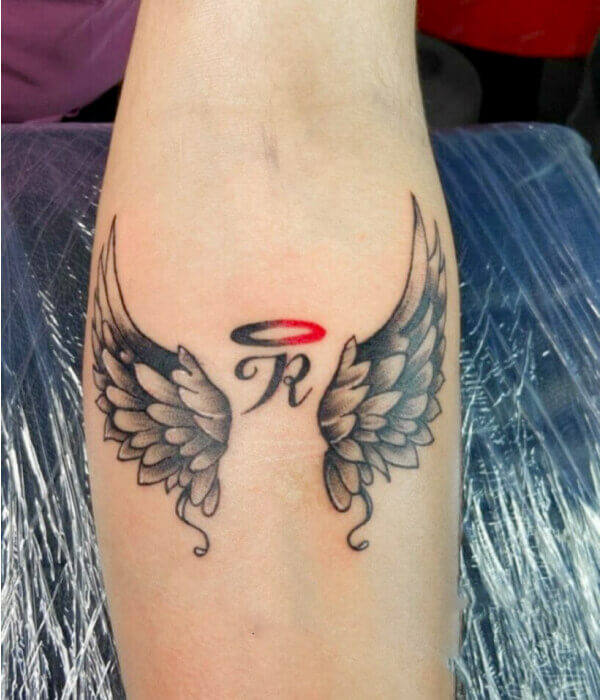 Angel R Letter Tattoo