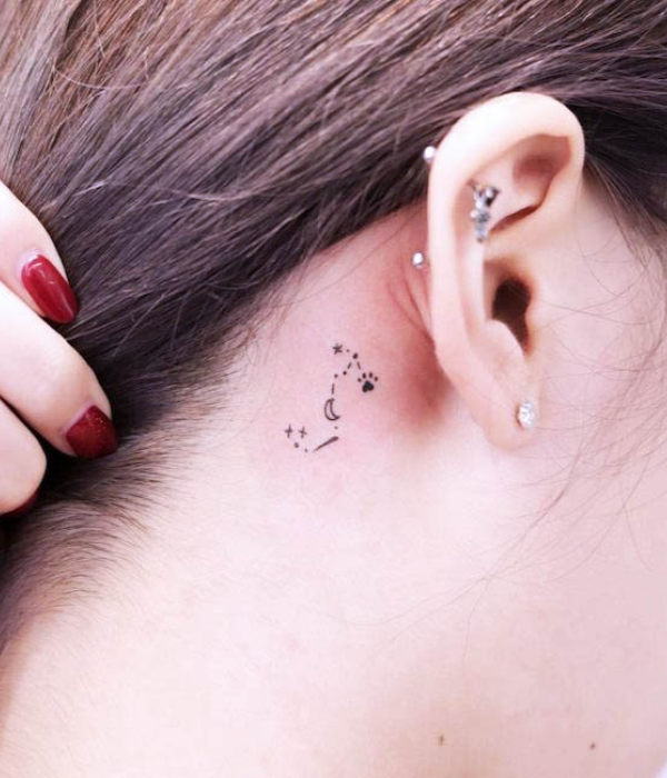 Behind the ear dopamine tattoo