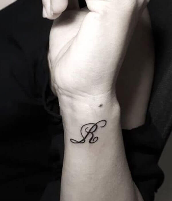 Cursive Letter R Tattoo Design