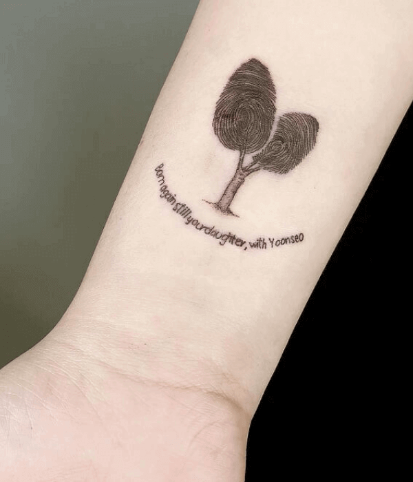 Family tree fingerprint tattoo