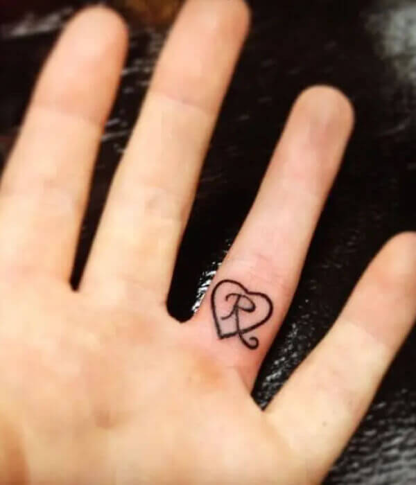 Letter R Tattoo with Heart