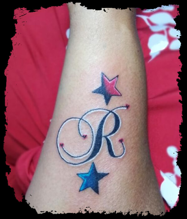 Starry R - Trending Tattoo Starry-R-Letter-Tattoo