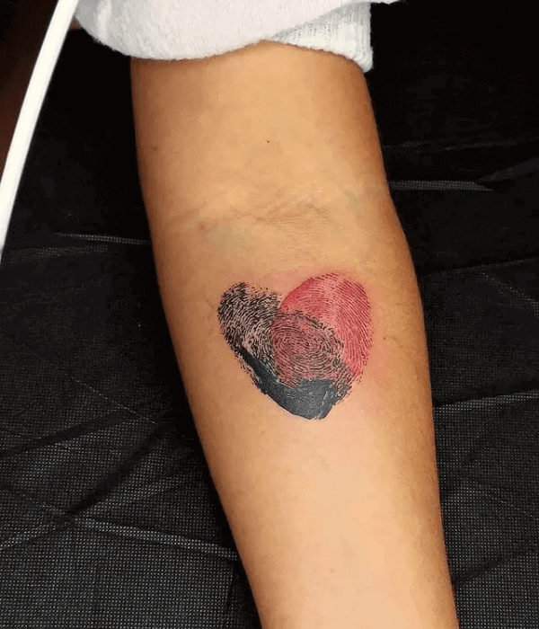 Two colored fingerprint heart