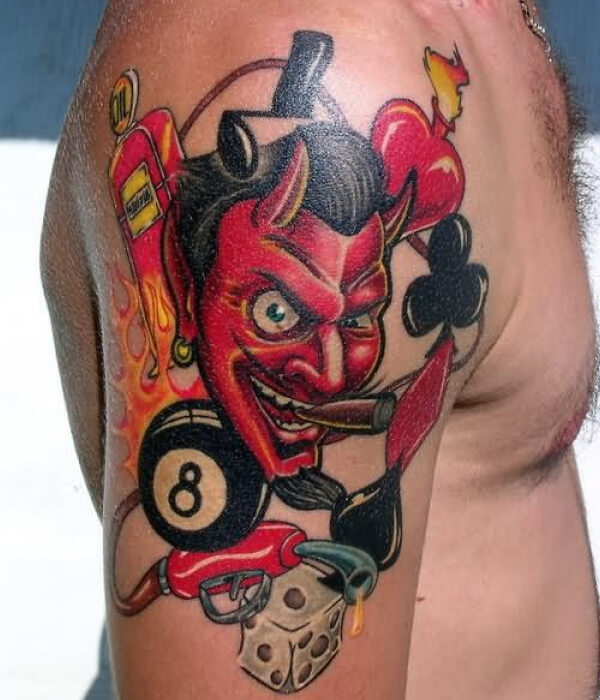 A smoking devil tattoo