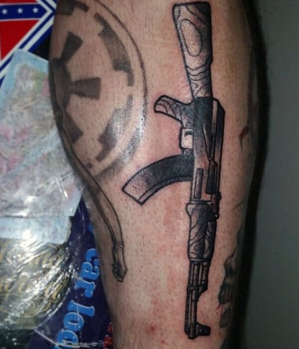 Appealing AK 47 tattoo design